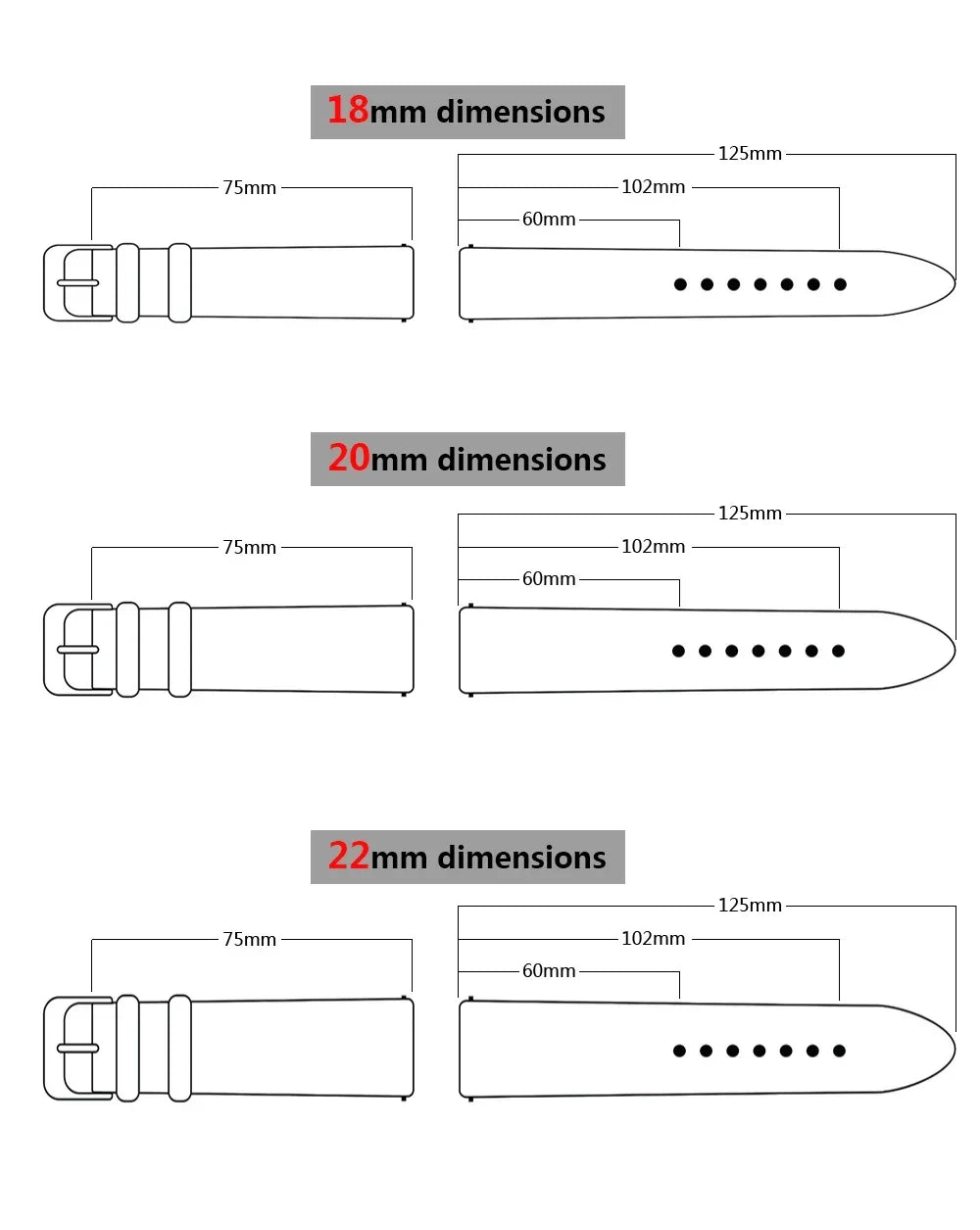 Top Grain Genuine Leather Watch Band