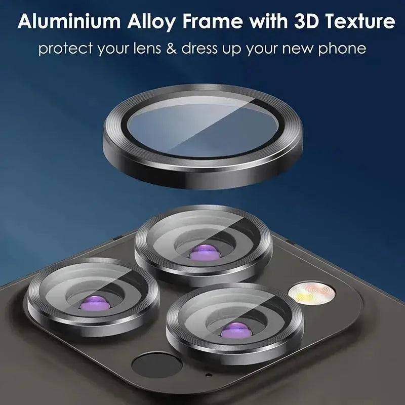 3pcs Glitter Camera Lens Protector Cover for Apple iPhone 16 15 14 Pro Max 16 Plus 13 mini Tempered Glass Protection Accessories